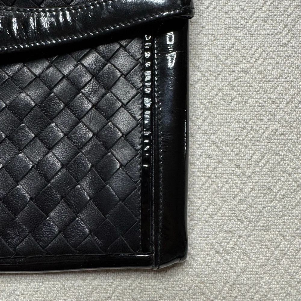 VTG Walter Katten Black Leather Intrecciato Woven Shoulder Bag Clutch Patent - Picture 4 of 11